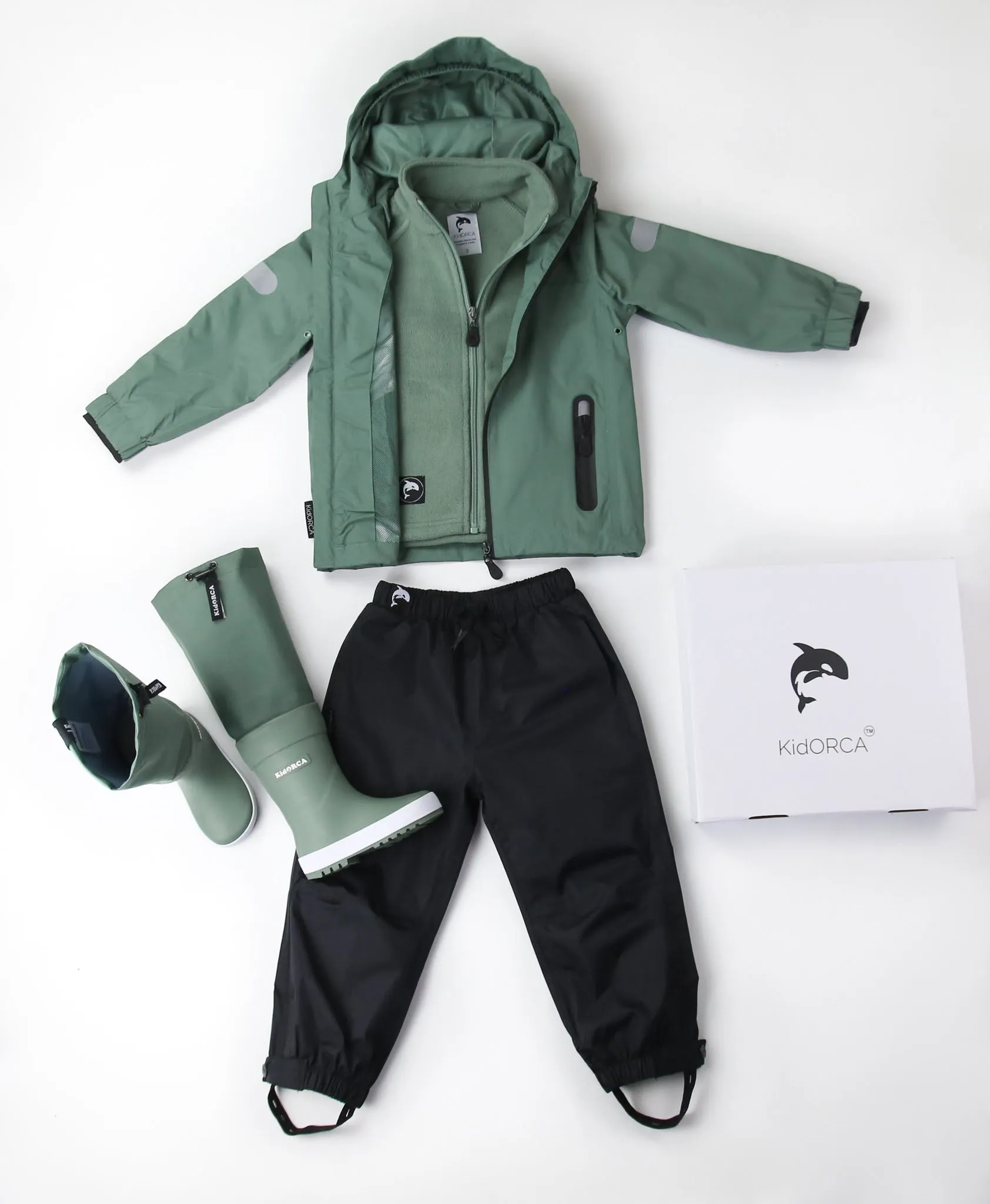 KidORCA Kids Mid Layer Fleece Jacket _ Olive