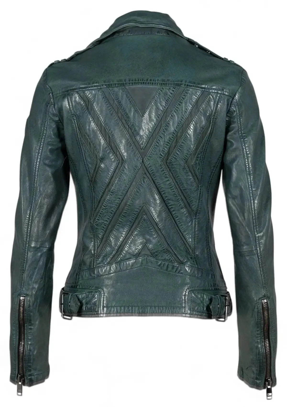 Kyra Leather Mix Jacket - Dark Green