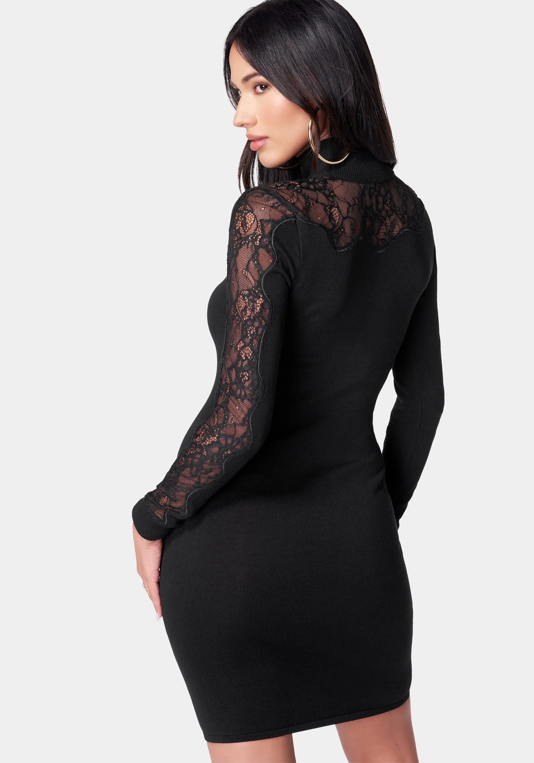 Lace Inset Sweater Dress