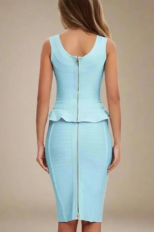 Leni Bandage Top and Pencil Skirt Outfit Set - Sky Blue