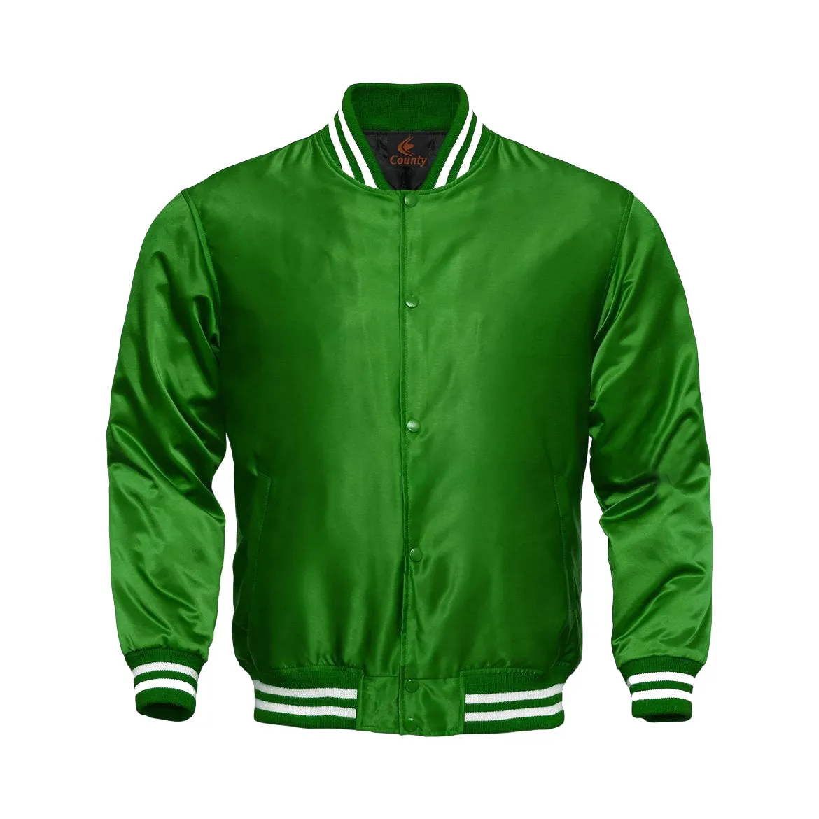 Letterman Jacket Green Satin Jacket Ladies Varsity Jacket