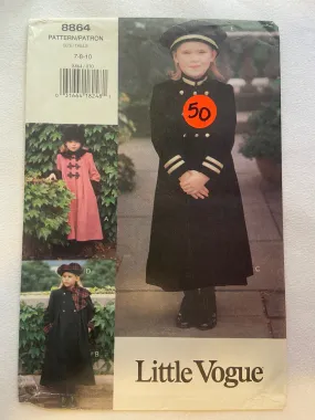 Little Vogue 8864 Pattern UNCUT Coat & Hat ages 7-10