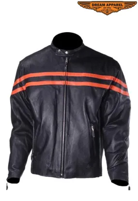 Men Racer Jacket with Orange Stripes