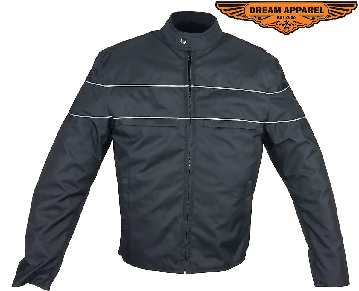 Men's Black Textile Racer Style Jacket