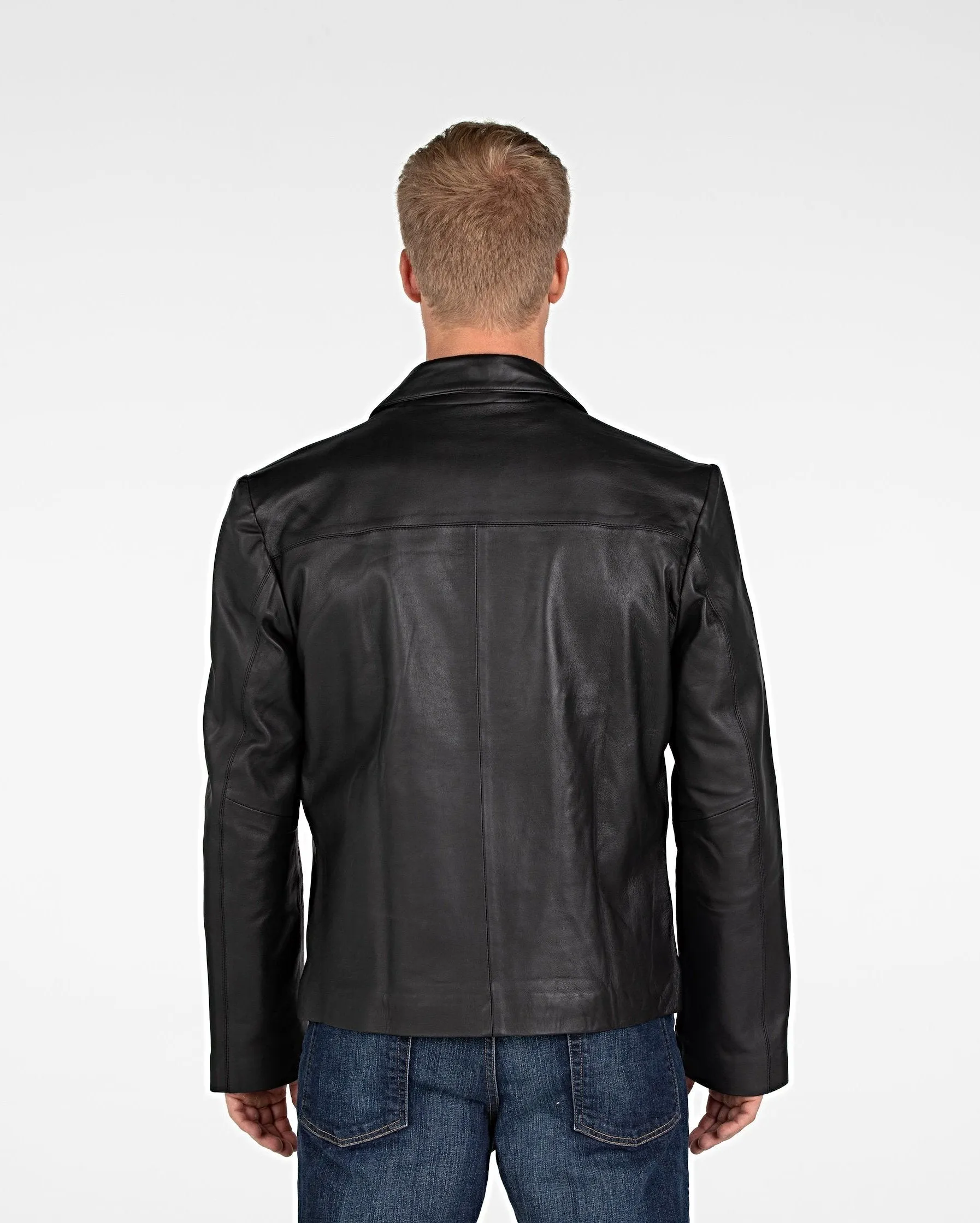 Mens Classic Zip Up Leather Jacket - Discounted!