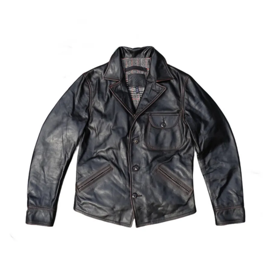 Men's Distressed Four Corners Leather Jacket