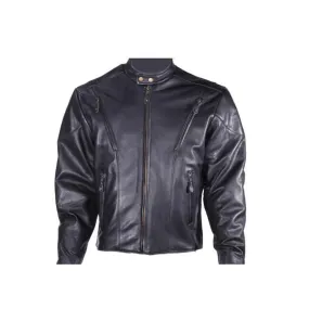 Men's Leather Racer Style Jacket, MJ714-SS-DL