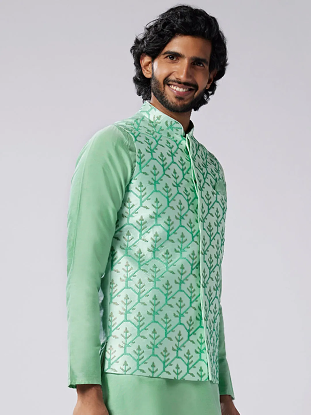 Men's Sea Green Only Nehru Jacket