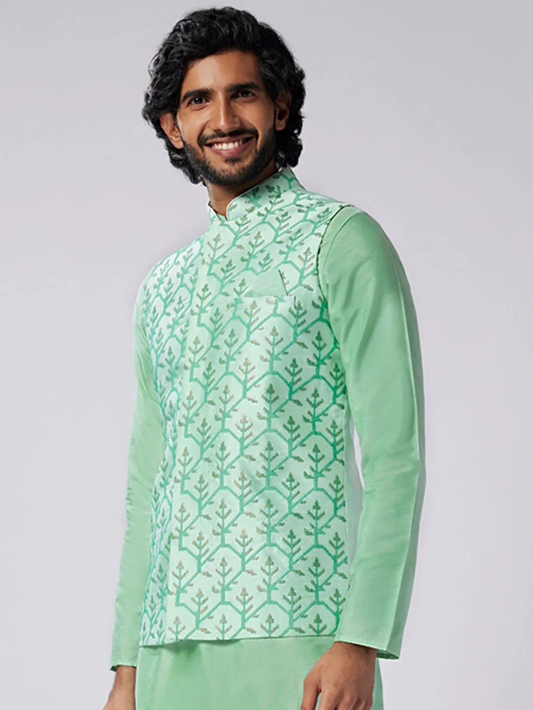 Men's Sea Green Only Nehru Jacket