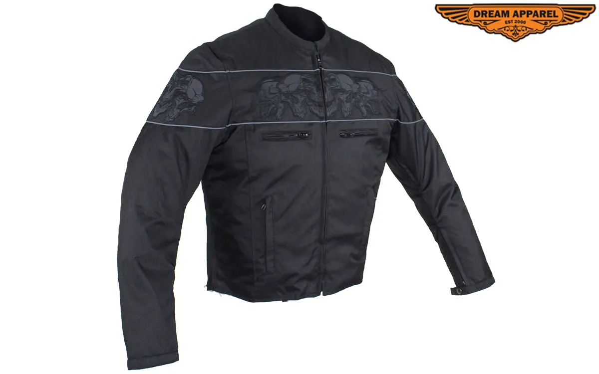 Men's Textile Concealed Carry Racing Jacket with Reflective Skulls