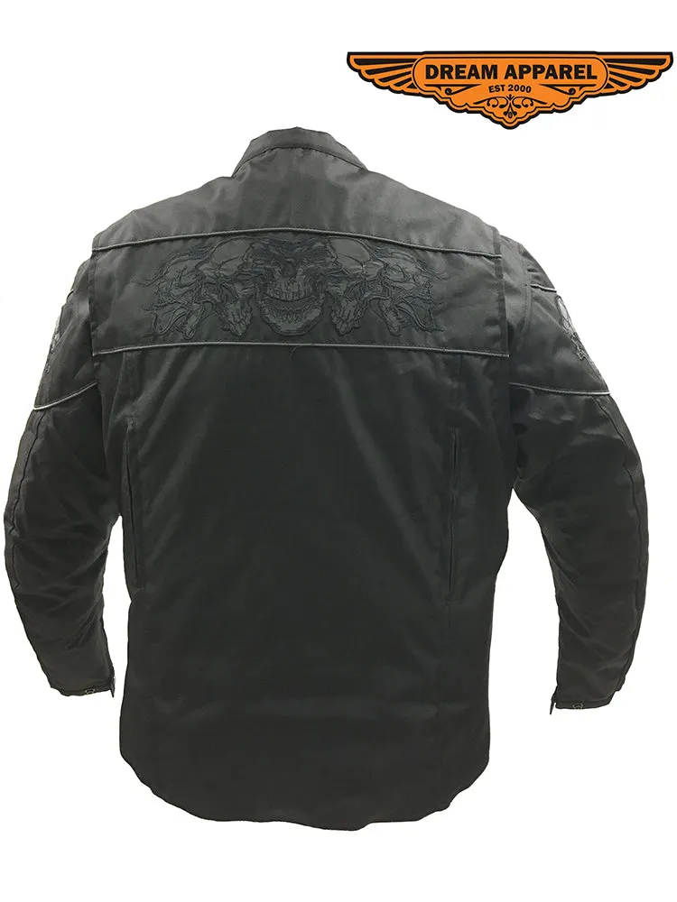 Men's Textile Concealed Carry Racing Jacket with Reflective Skulls