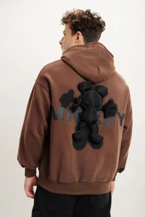 Mickey 3d Hoodie In Brown