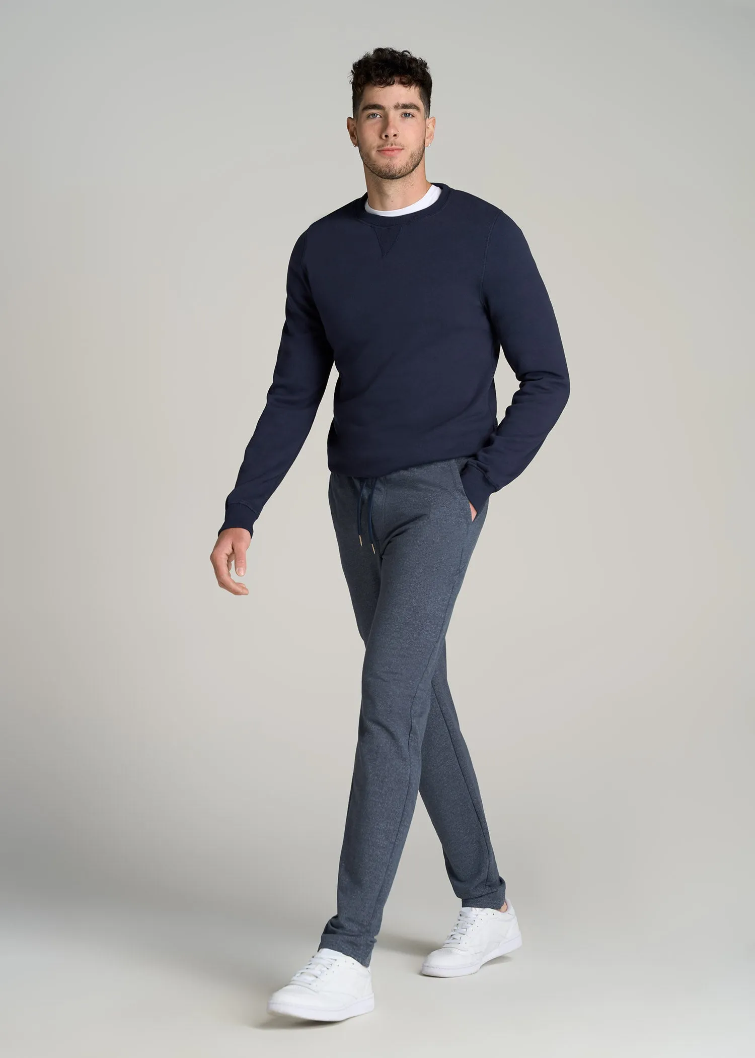 Microsanded French Terry Sweatpants for Tall Men in Navy Mix