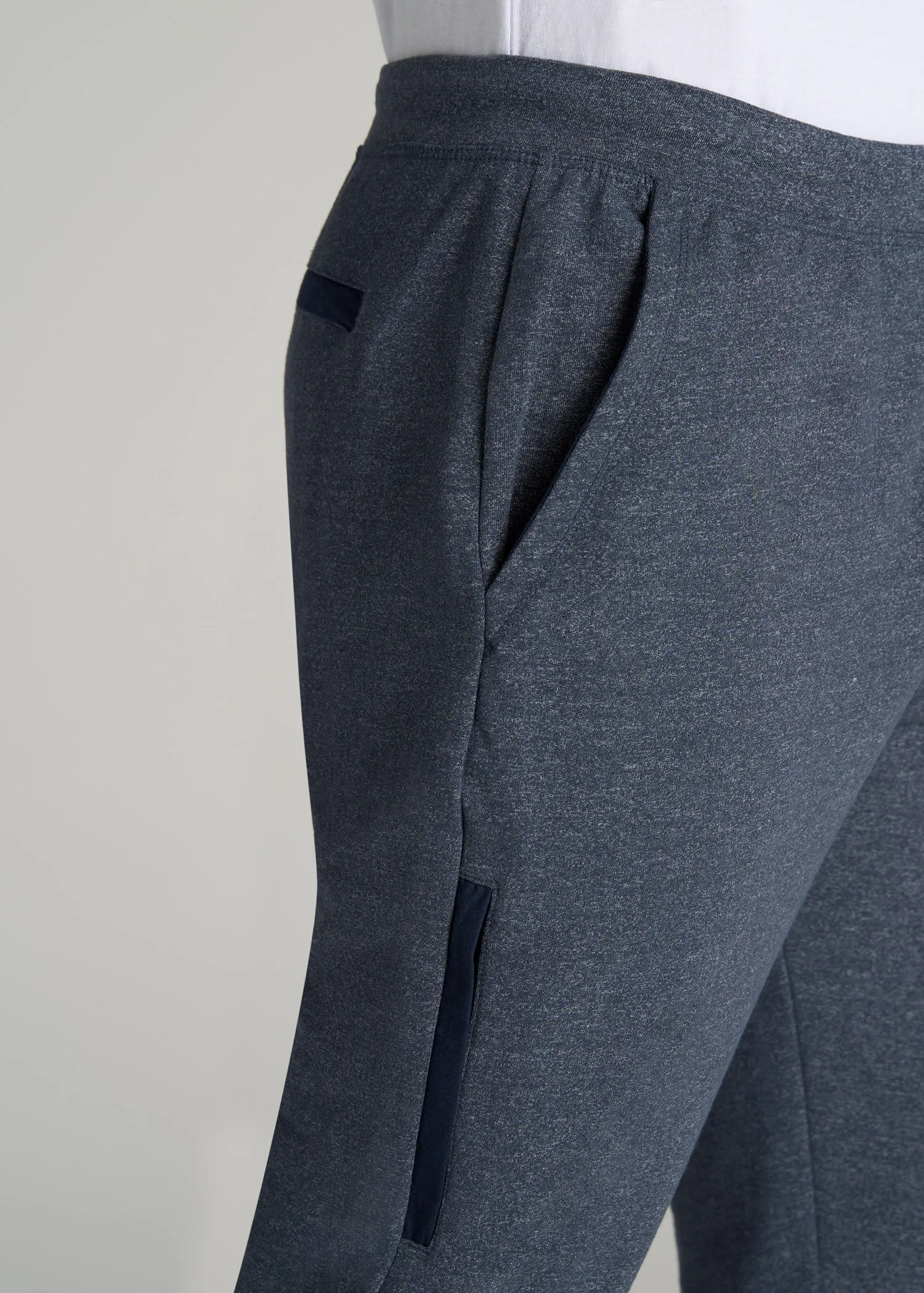 Microsanded French Terry Sweatpants for Tall Men in Navy Mix