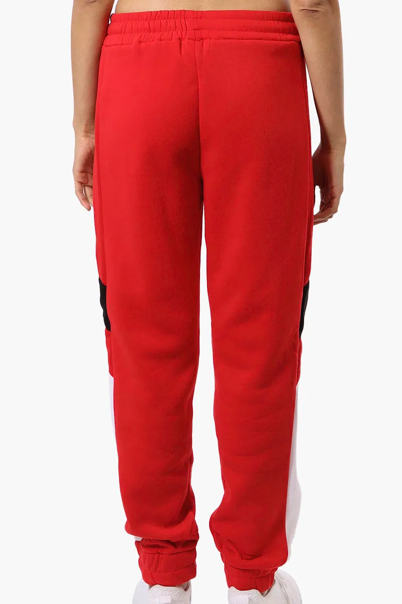 New Look Race Side Print Fleece Joggers - Red