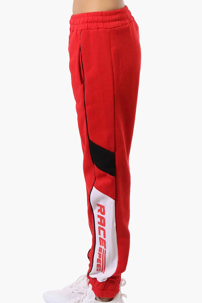 New Look Race Side Print Fleece Joggers - Red