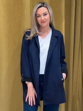 Paige Faux Suede Jacket - Navy