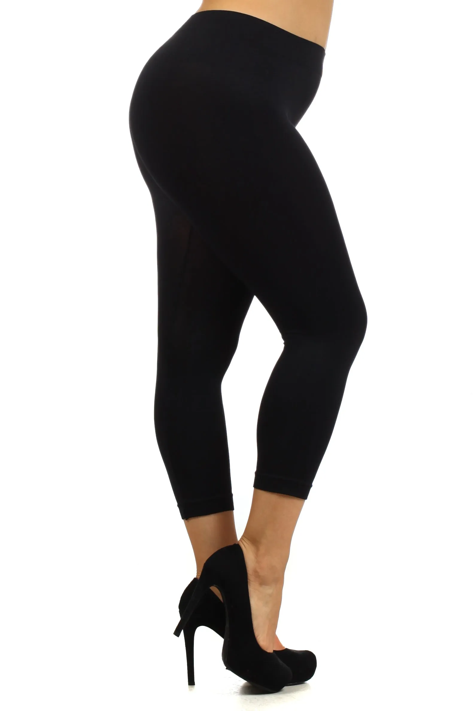 Plus Size Stretchy Seamless Capri Legging