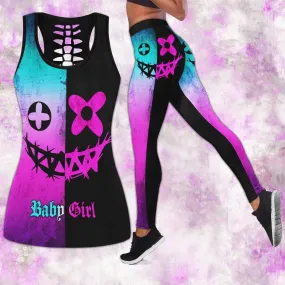 Purple Black Smile Skull Tanktop and Leggings