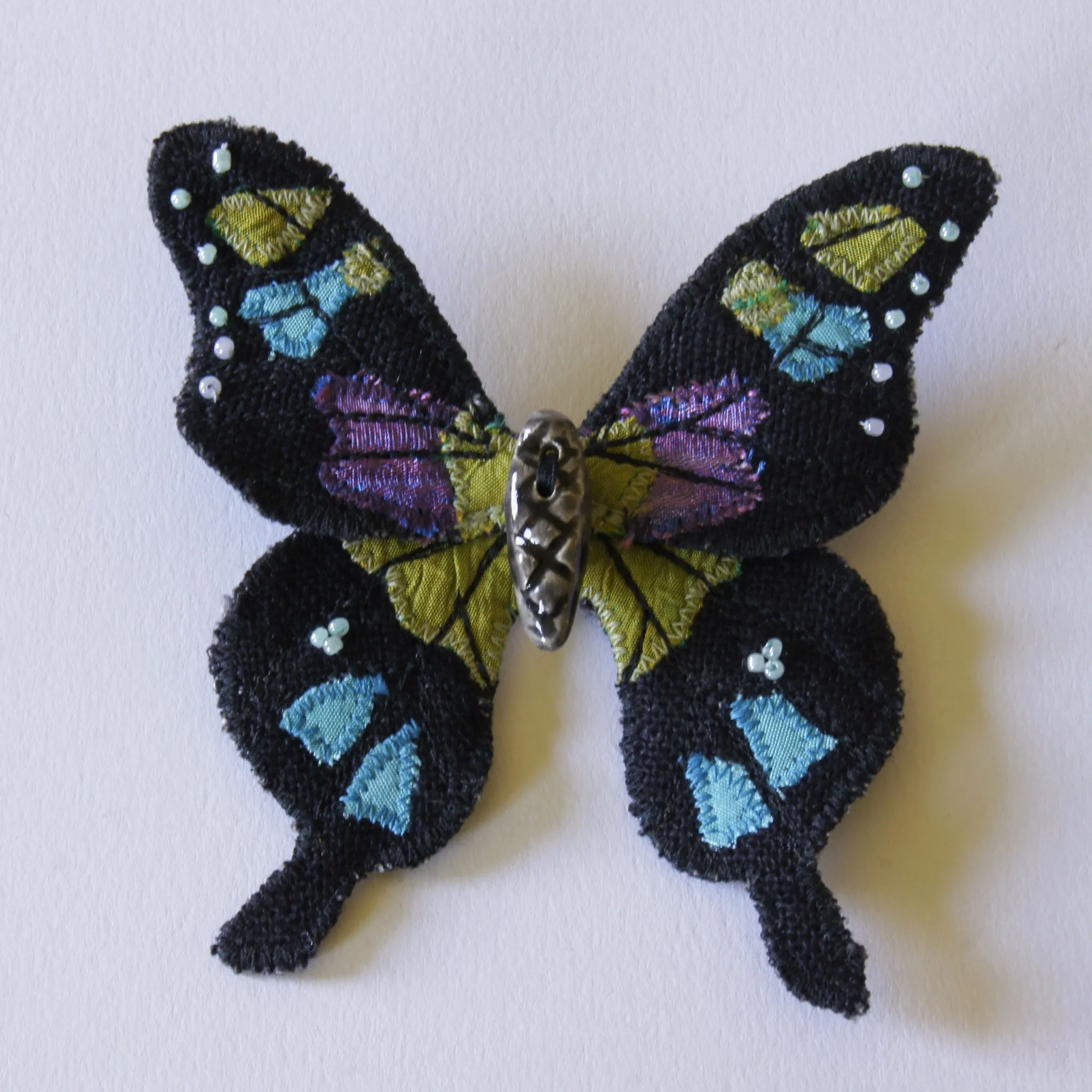 Purple Spotted Swallowtail Textile Butterfly Brooch