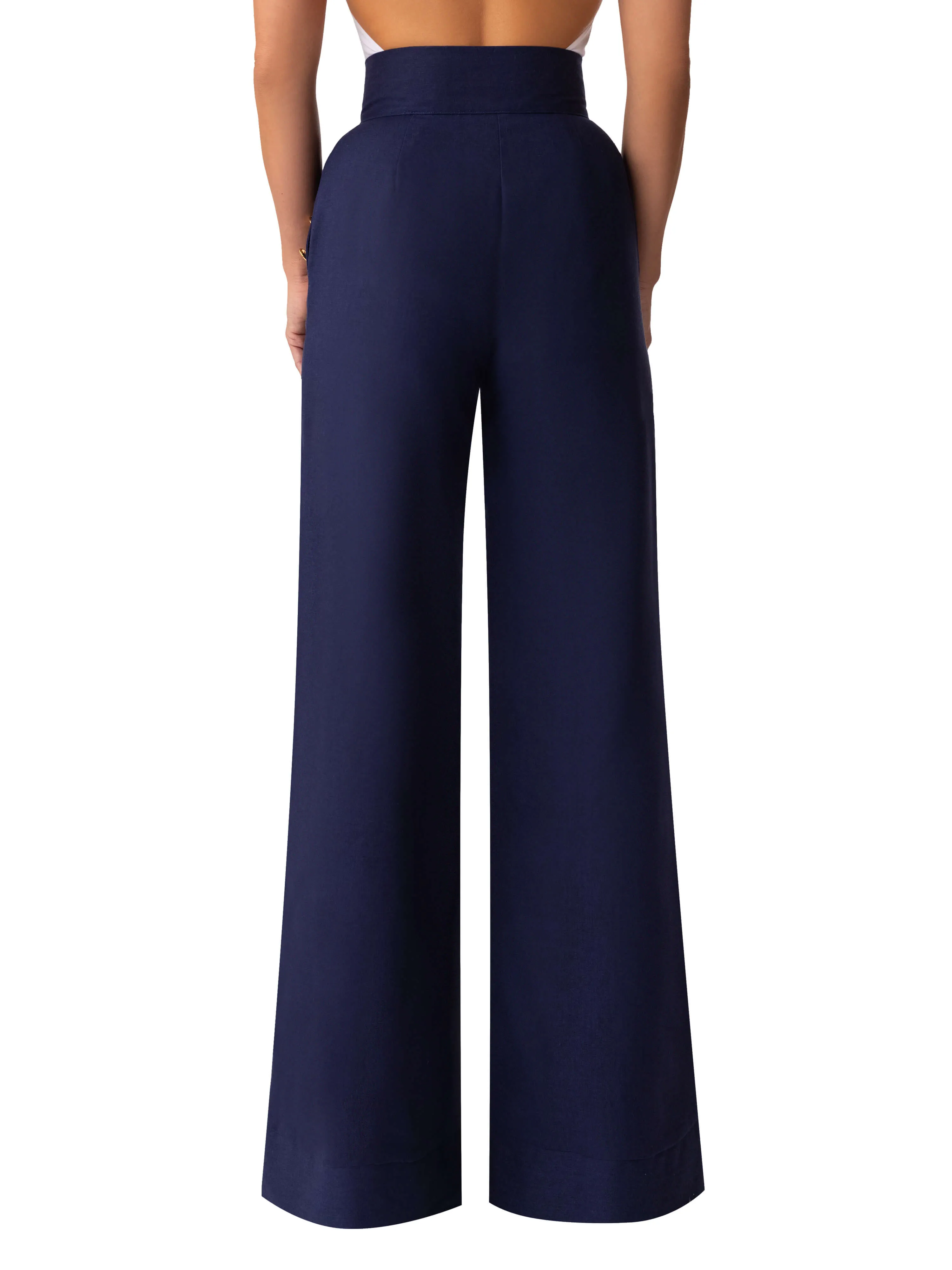 "Bay" Nautical Navy High Waist Pants