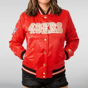 Red Satin 49ers Bomber Jacket