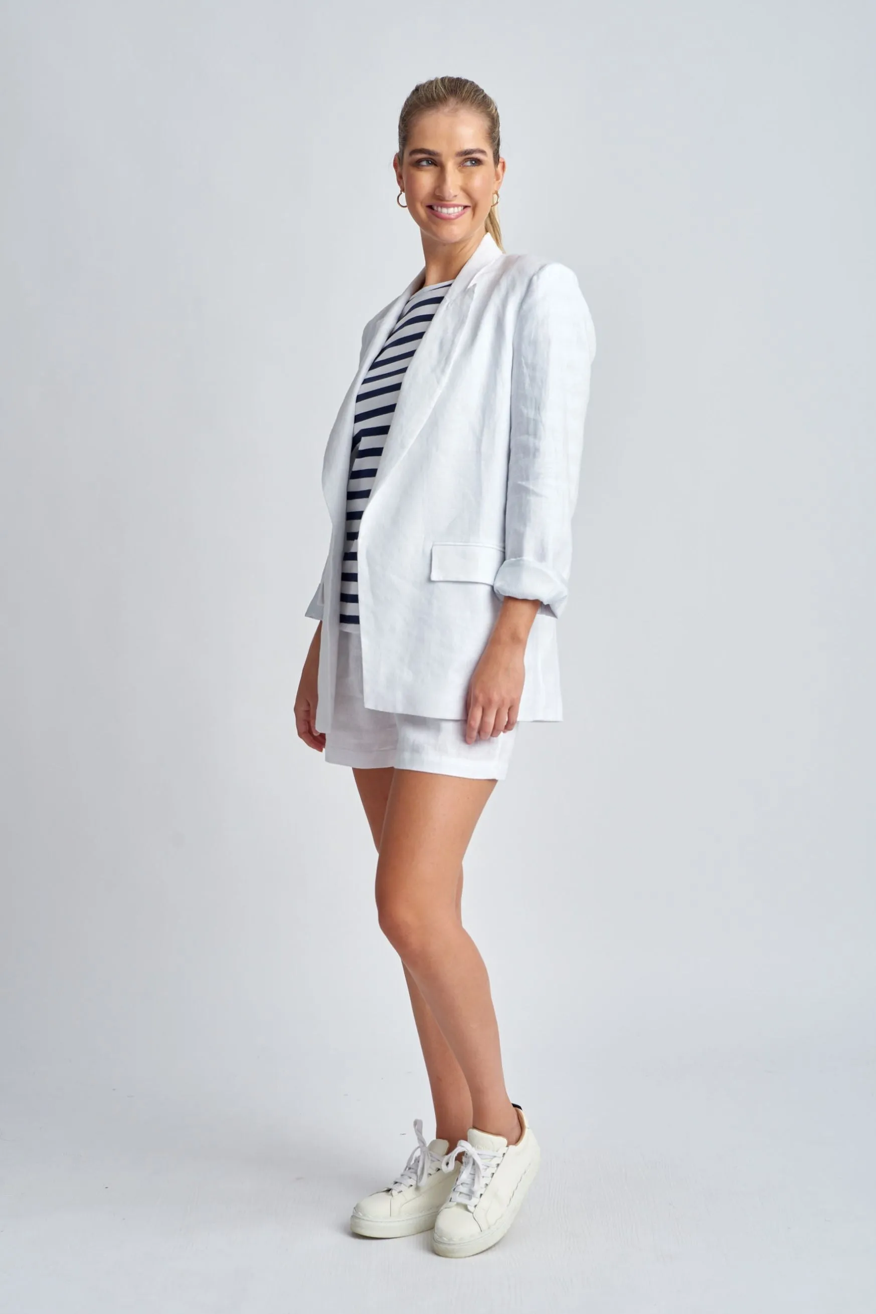 Relaxed Linen Blazer White