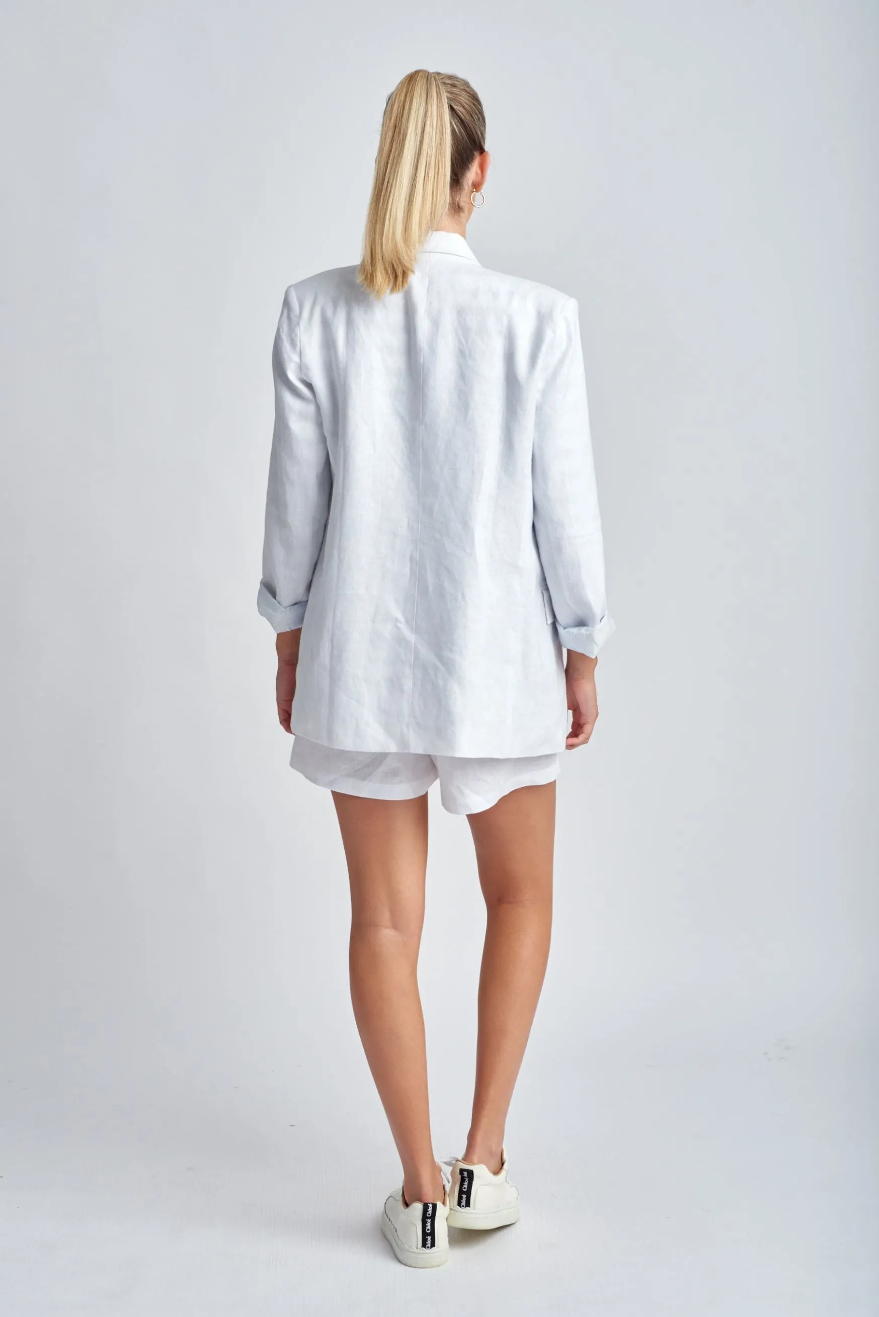 Relaxed Linen Blazer White