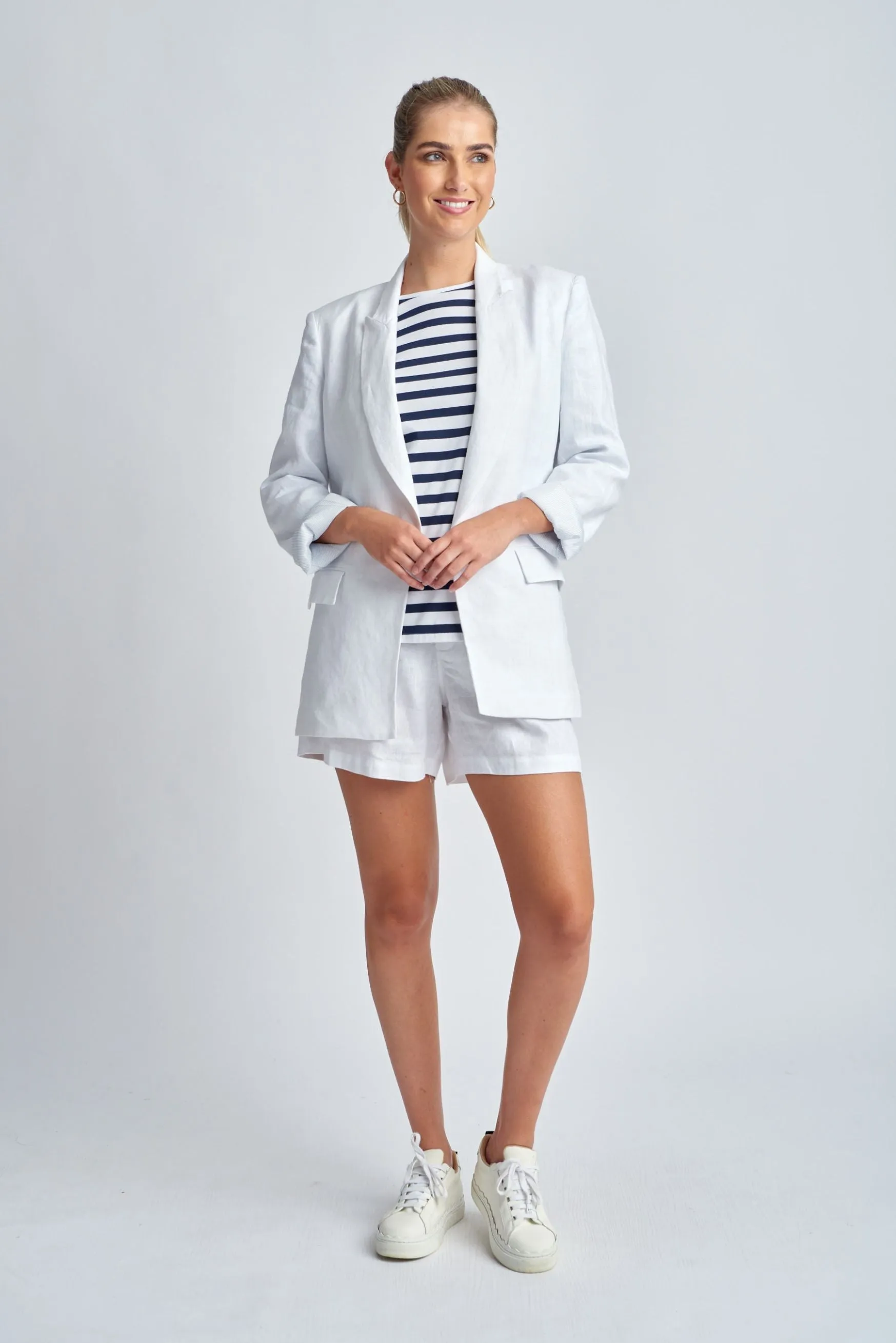 Relaxed Linen Blazer White