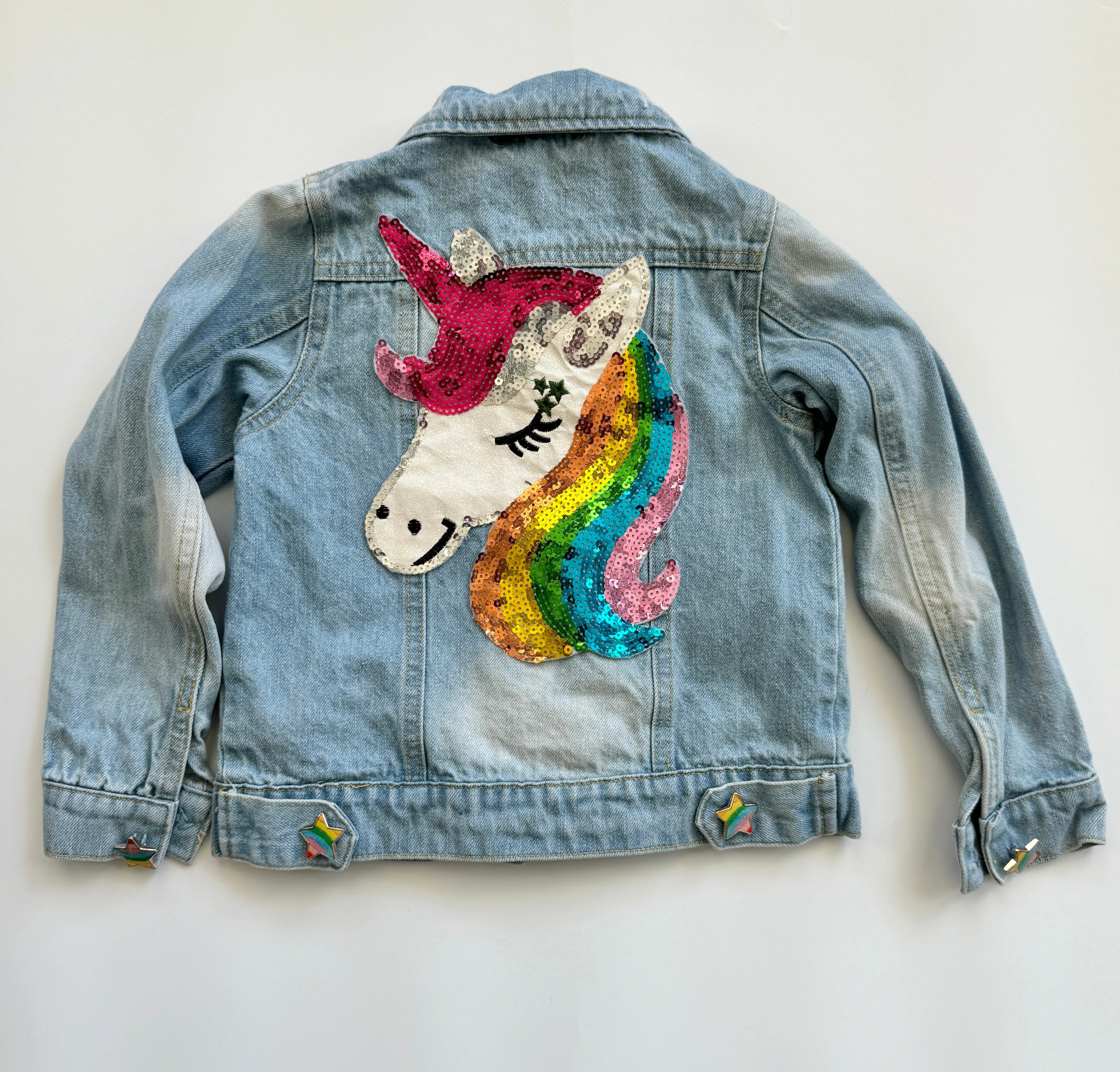 Resale Girls Sequin Unicorn Denim Jacket