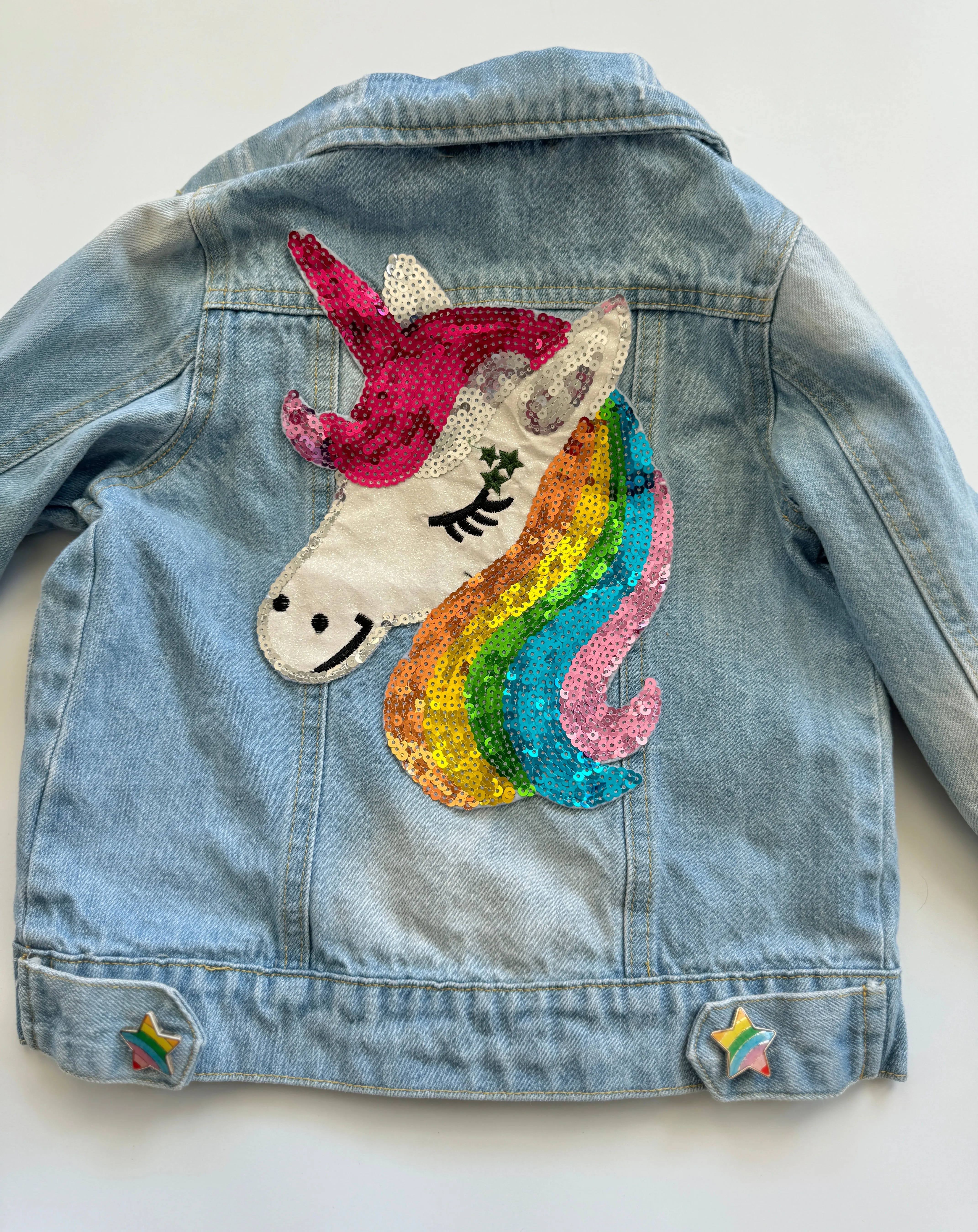 Resale Girls Sequin Unicorn Denim Jacket