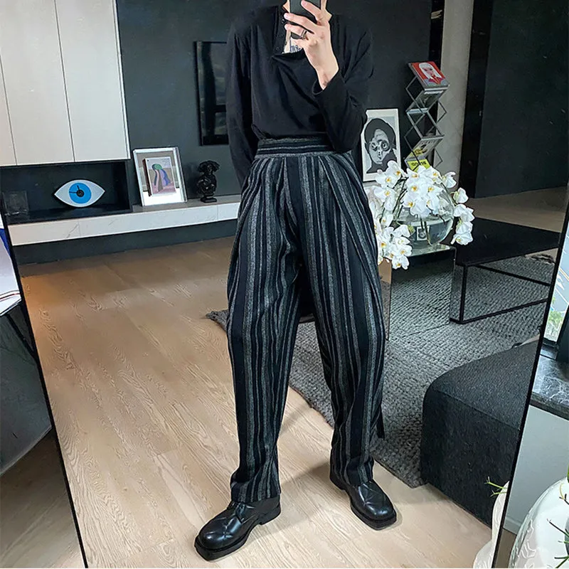 Retro Striped High-waist Casual Pants