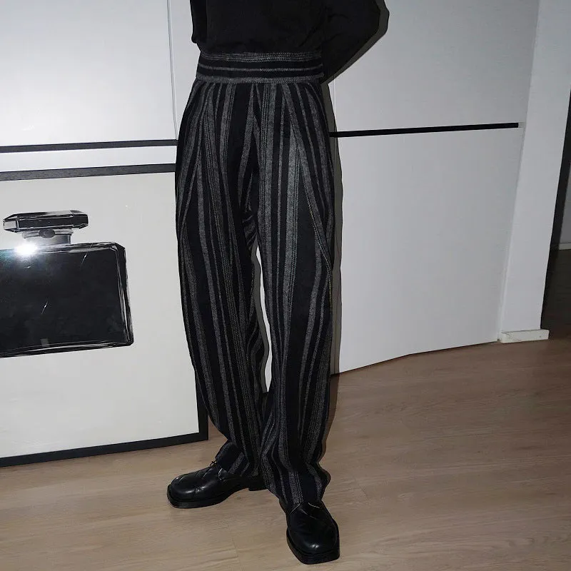 Retro Striped High-waist Casual Pants