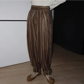 Retro Striped High-waist Casual Pants