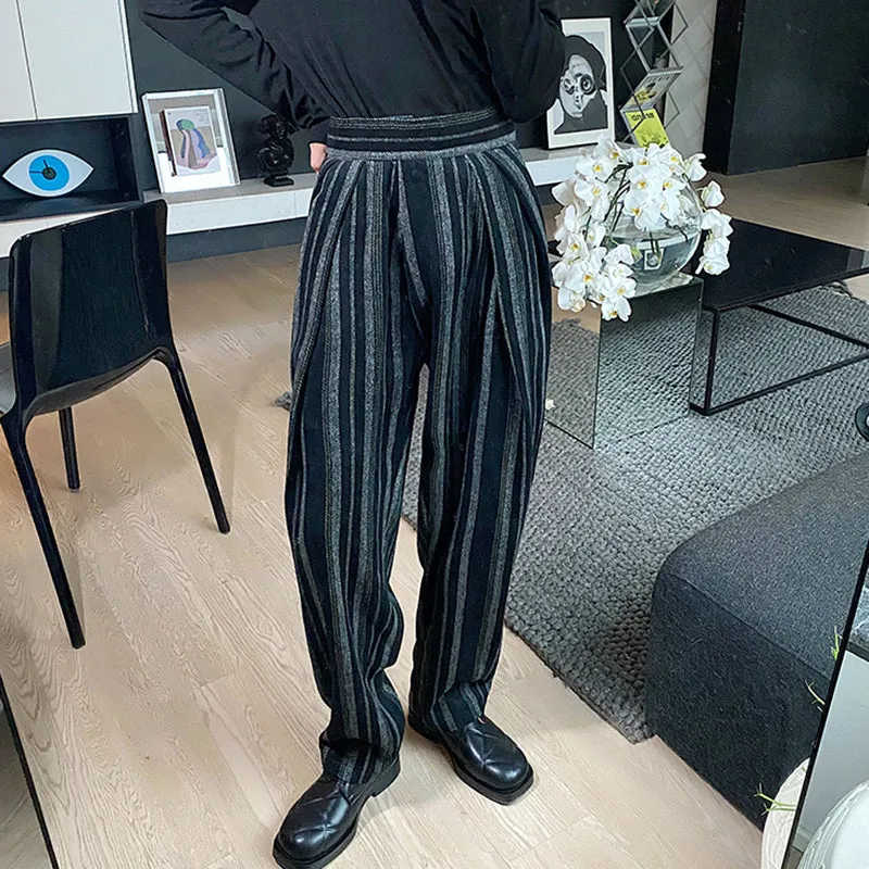 Retro Striped High-waist Casual Pants