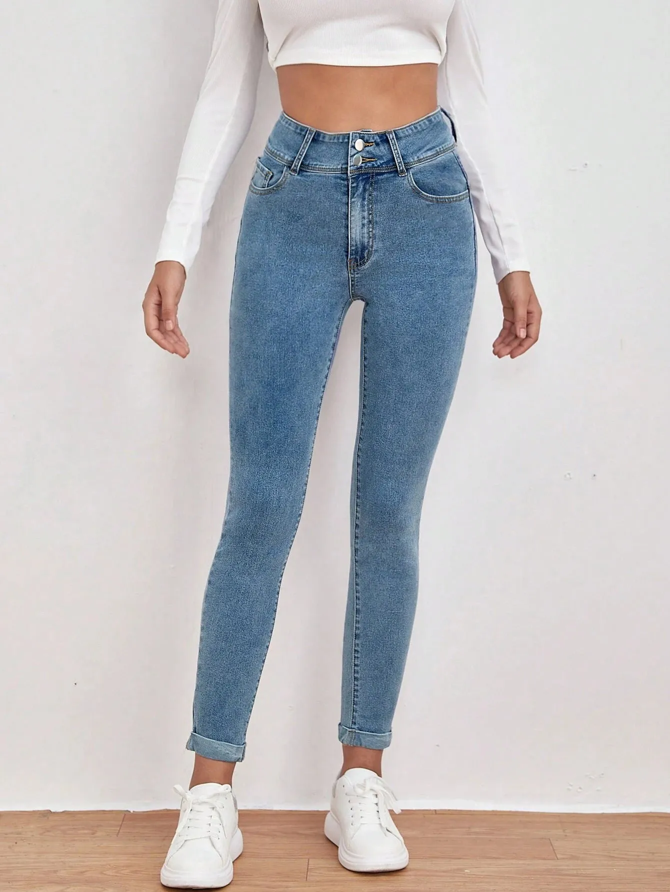 SHEIN Frenchy High Waist Skinny Cropped Jeans