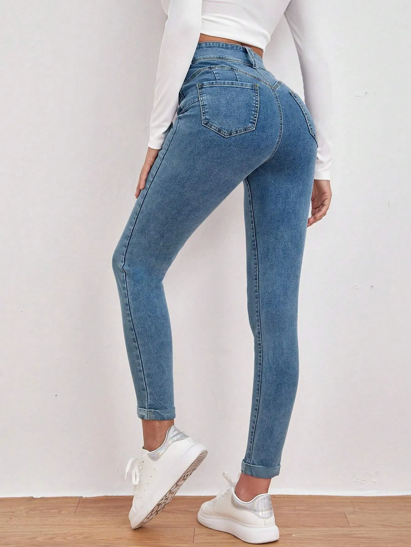 SHEIN Frenchy High Waist Skinny Cropped Jeans