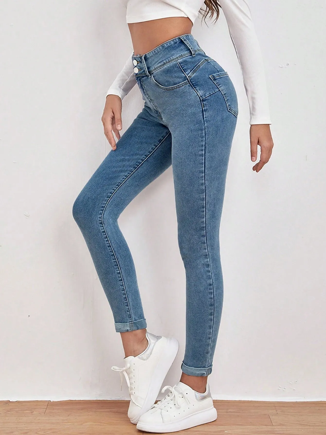 SHEIN Frenchy High Waist Skinny Cropped Jeans