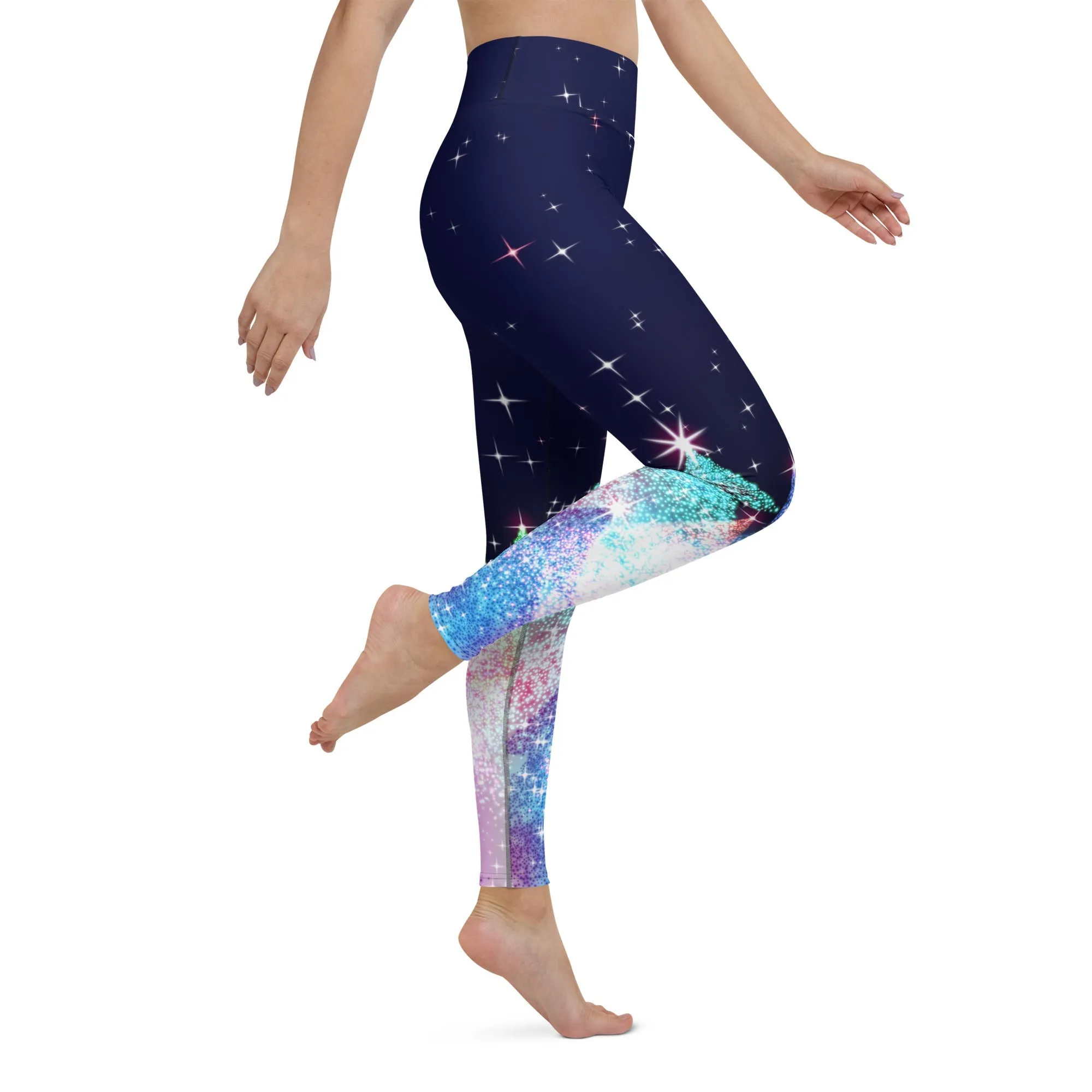 Shimmery Christmas Tree Print Yoga Leggings