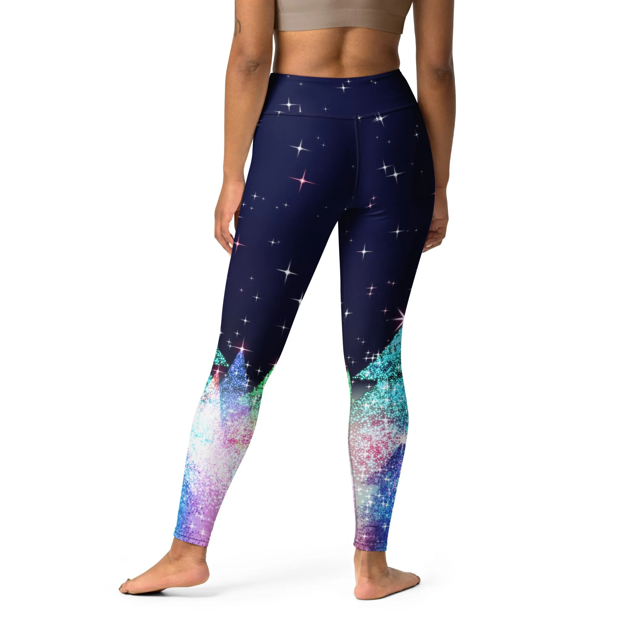 Shimmery Christmas Tree Print Yoga Leggings