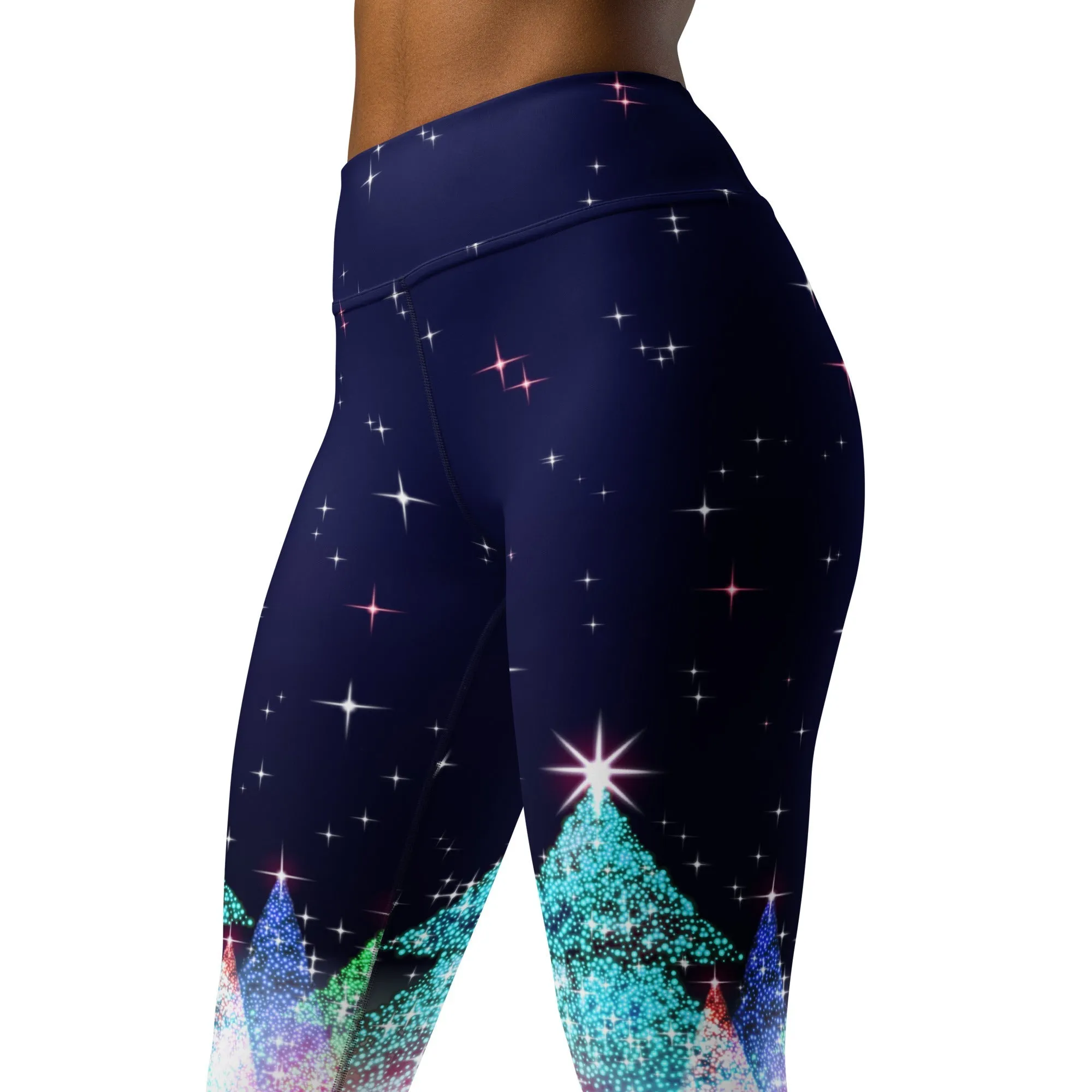 Shimmery Christmas Tree Print Yoga Leggings