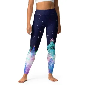 Shimmery Christmas Tree Print Yoga Leggings