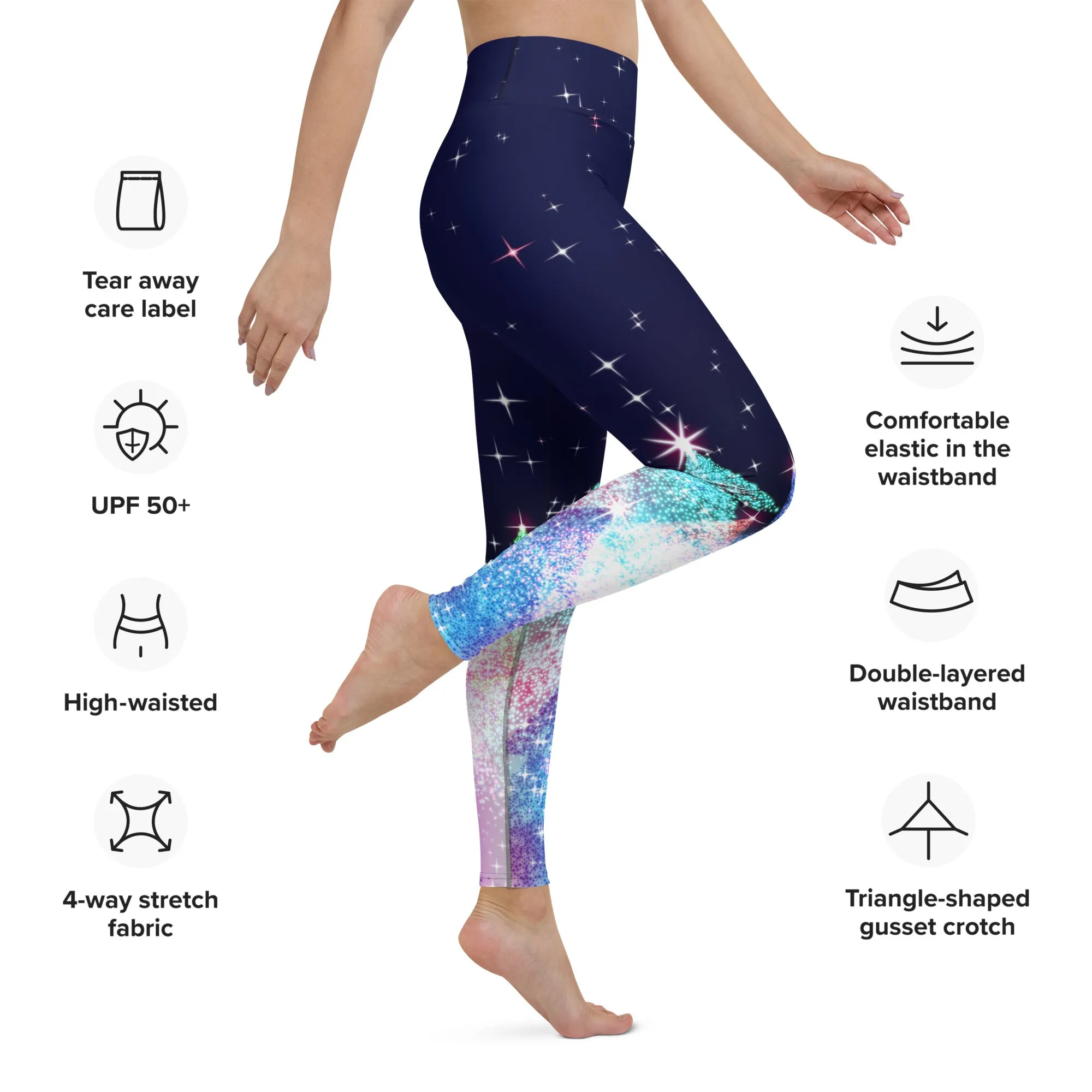 Shimmery Christmas Tree Print Yoga Leggings