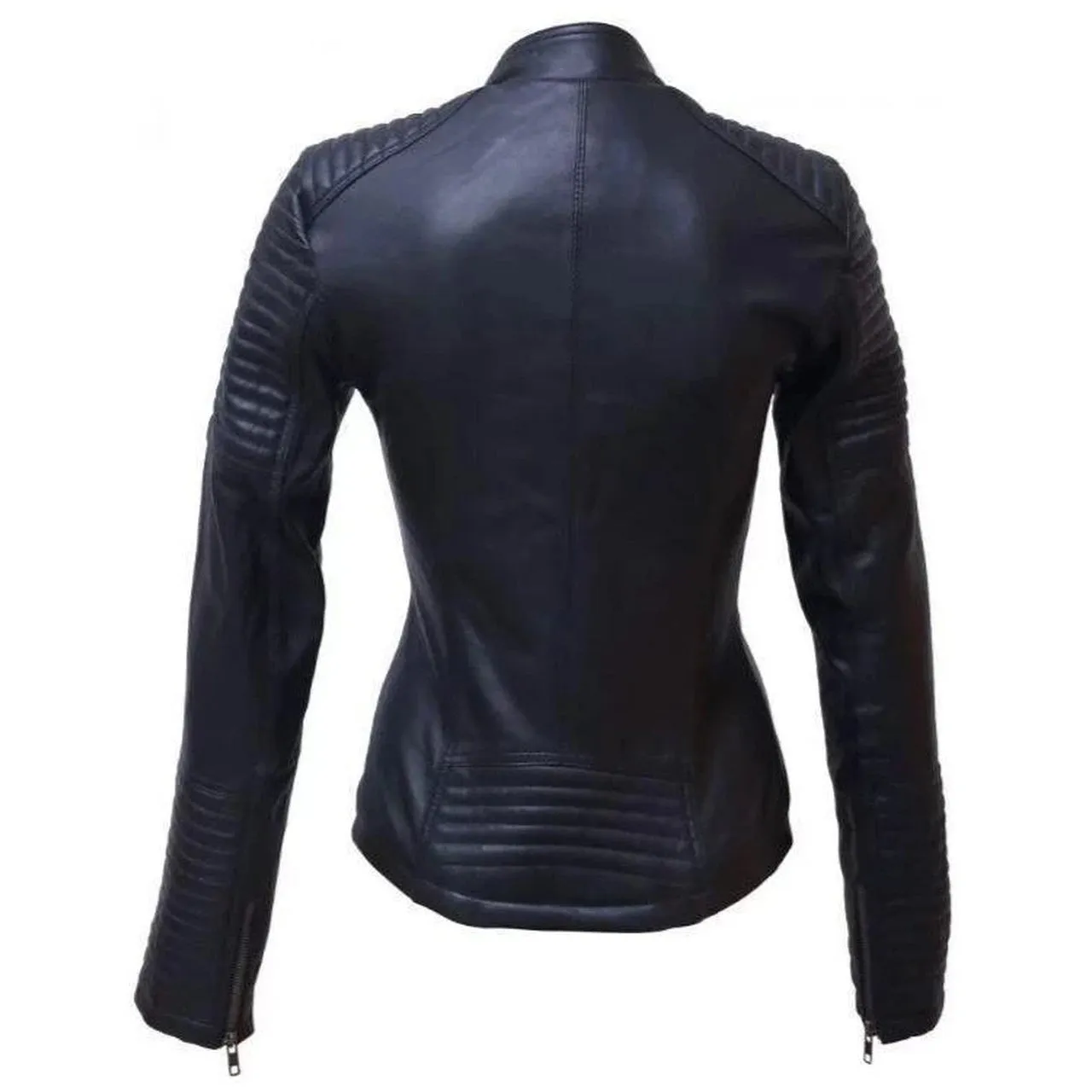 Slim Fit Leather Jacket for Women with Side Zipper - Women Leather Jacket