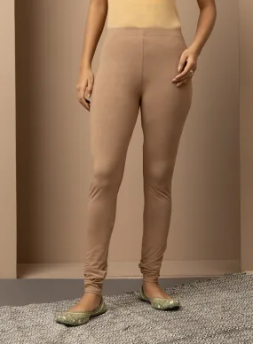 Sofia Beige Skinny Fit Leggings for Women