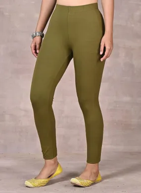 Sofia Mehndi Green Skinny Fit Leggings for Women