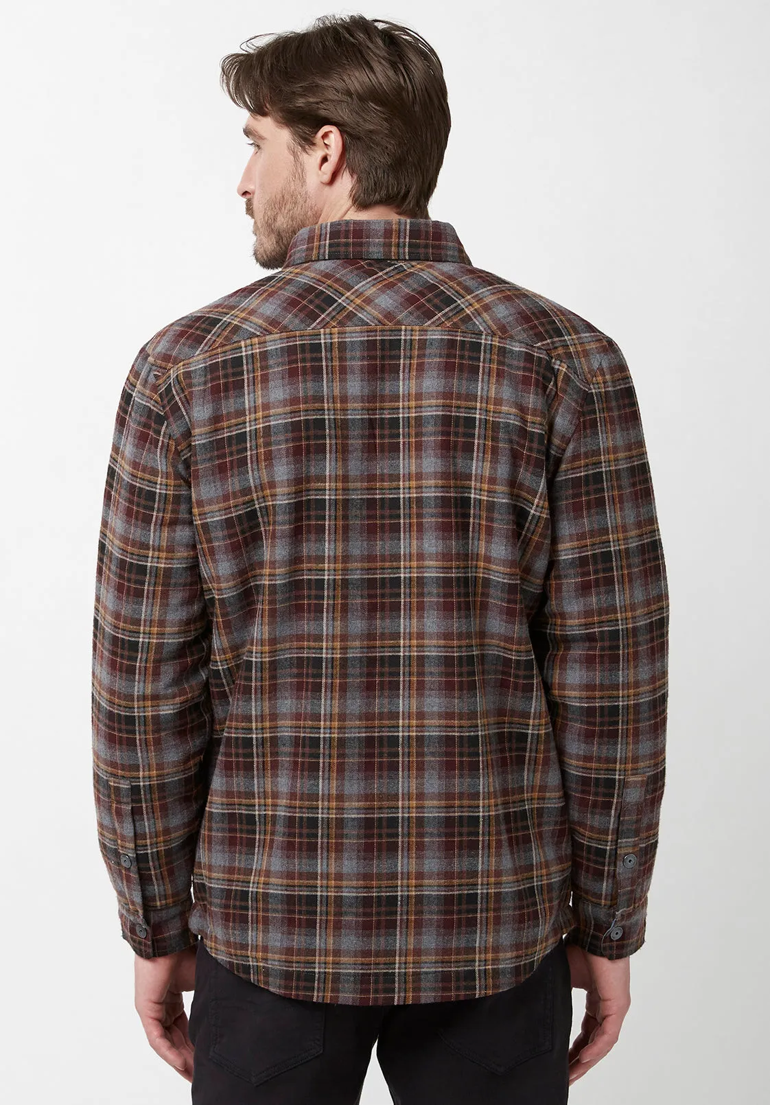 Soqer Men’s Shacket in Grey Brown Plaid - BM24150