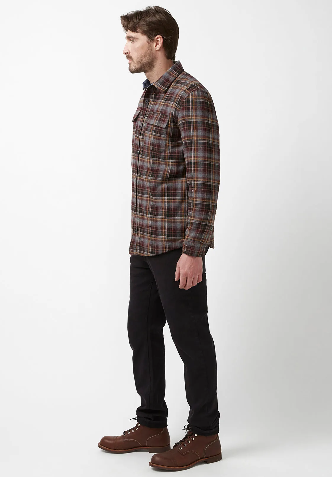 Soqer Men’s Shacket in Grey Brown Plaid - BM24150