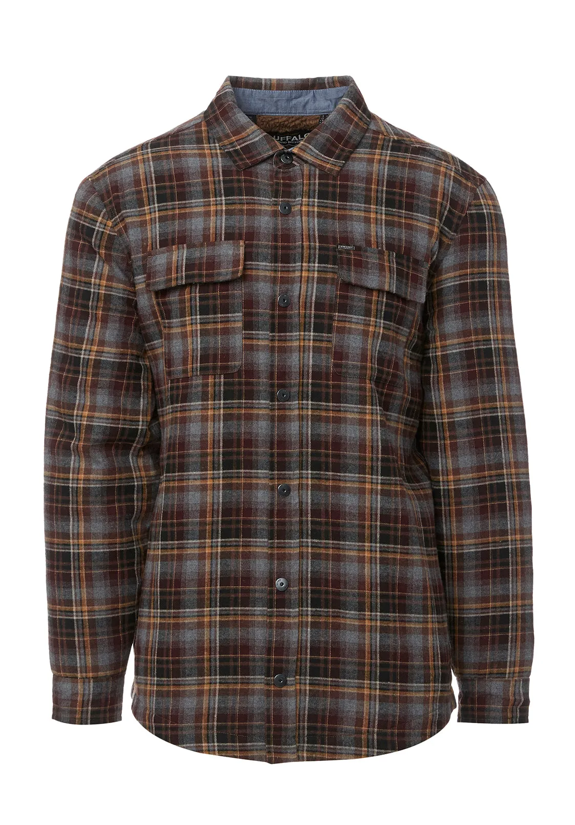 Soqer Men’s Shacket in Grey Brown Plaid - BM24150