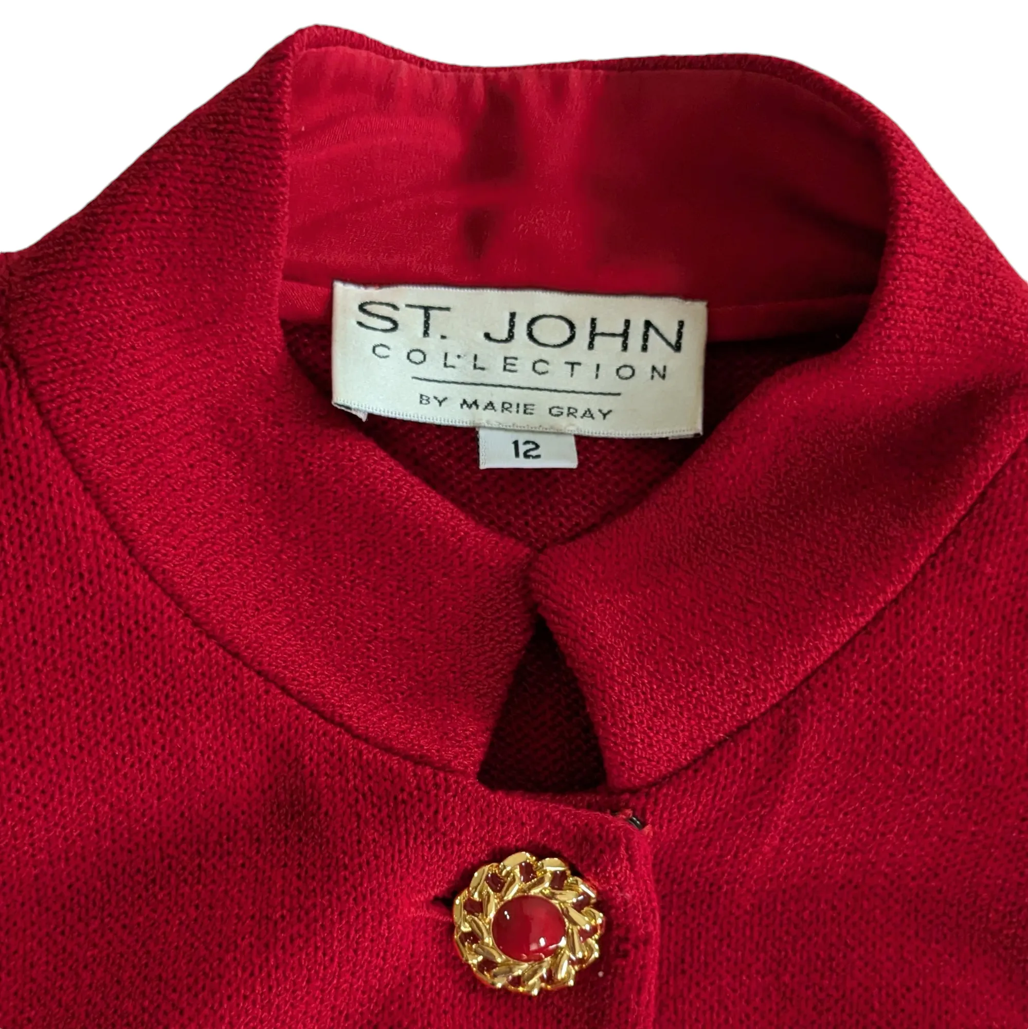 St John Vintage Red Skirted Suit Size 12